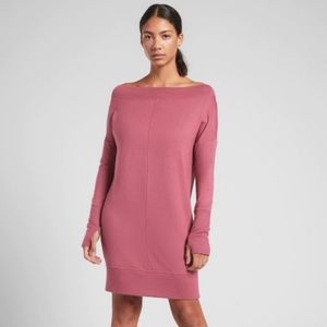 ATHLETA Studio Barre Sweatshirt Dress Victorian Berry Pink